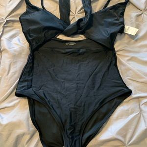 Aerie NWT black wrap swimsuit